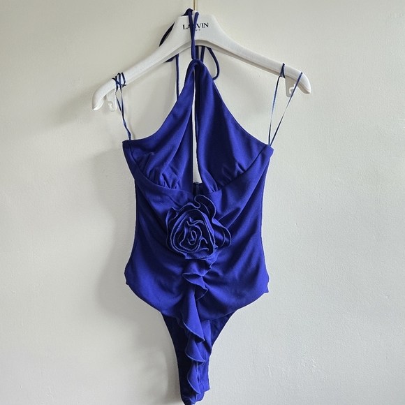 New Zara Rosette Floral Tie Halter Neck Bodysuit NWT XS - Picture 6 of 8